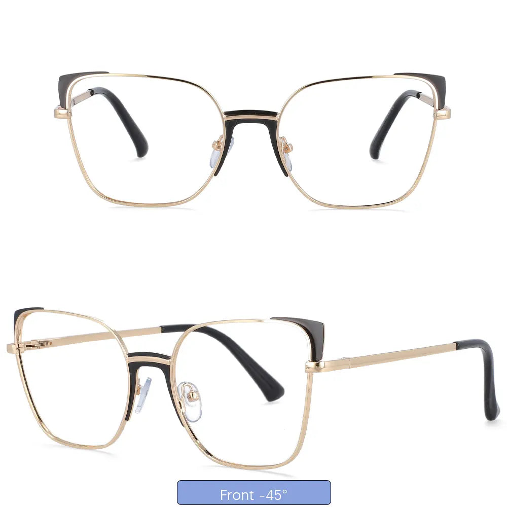 COMPUTER GLASSES / EXECUTIVE Cat Eye Rectangle Anti Blue Light Optical Metal Glasses Frames Women Fashion