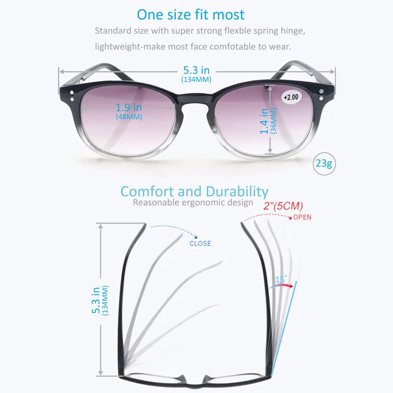 Reading Glasses Women High Quality Round Frame Eyewear Including Sun Magnifying Fashion Glasses