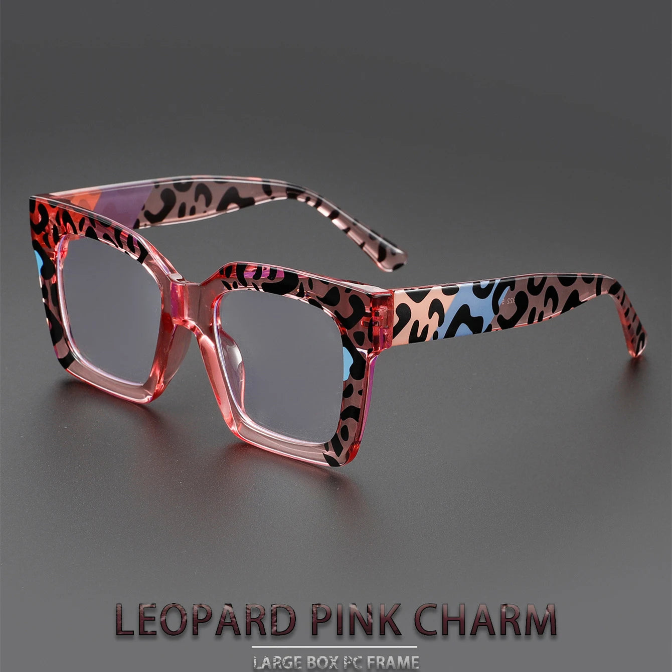 COMPUTER GLASSES / EXECUTIVE Transparent Colorful Floral Pattern Anti Blue Light Eyewear Large Frame Square Glasses Frame Prescription Myopia Ocular