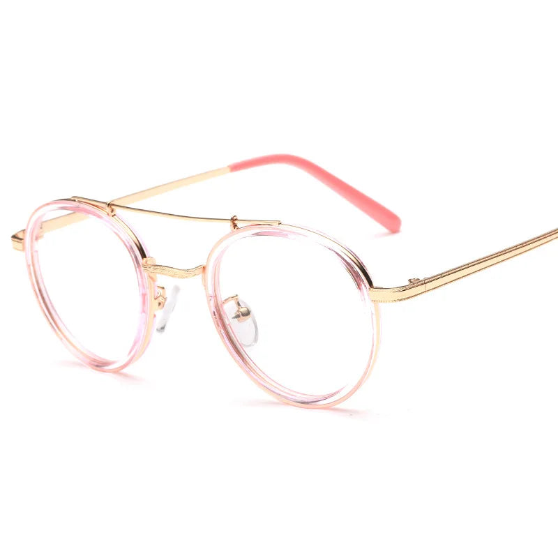 EYGLASSES FRAME EXECUTIVE Vintage Round Women Men Classic Optical Eyeglasses Clear Lens Retro Spectacles Pink Transparent Eyewear