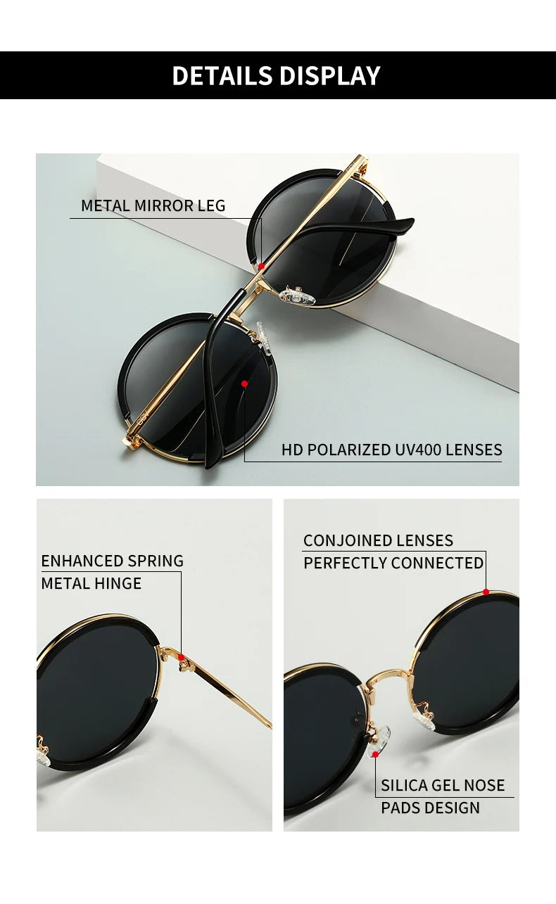 2021 GCV Hot Sale Classic Men / Women Sunglasses Round Frame Glasses Fashion Punk Style New Metal Polarized