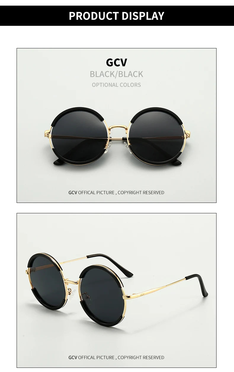 2021 GCV Hot Sale Classic Men / Women Sunglasses Round Frame Glasses Fashion Punk Style New Metal Polarized