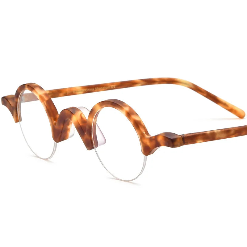 COMPUTER GLASSES / EXECUTIVE New Multi Color Round Frosted Acetate Eyewear Frame Men and Women Universal Exquisite Half-Rim Acetate Optical Frames
