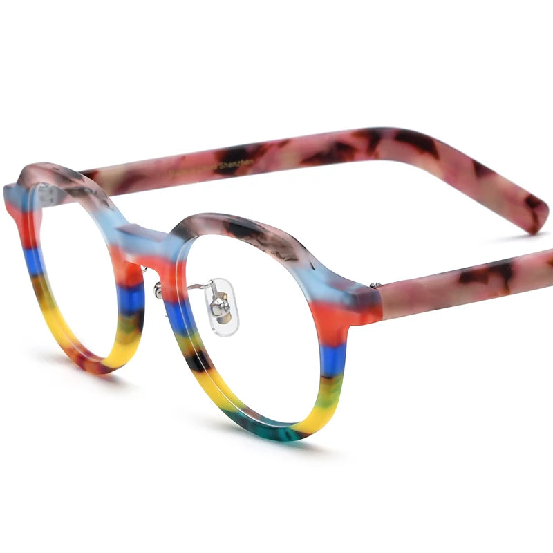 COMPUTER GLASSES / EXECUTIVE Multicolor Matte Acetate Women Fashion Round Eyeglasses Optical Spectacle Retro Men Eyewear