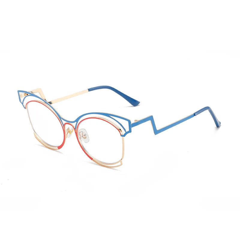 COMPUTER GLASSES / EXECUTIVE Fashion Cat Eye Metal Anti Blue Light Blocking Eyewear Eyeglasses Optical Frame Eye Glasses for Women