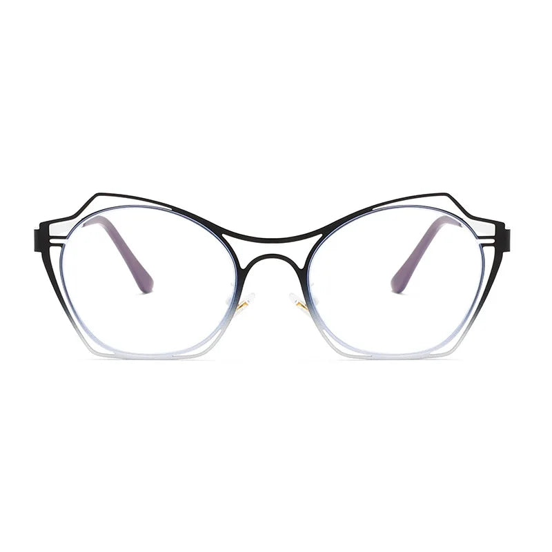 COMPUTER GLASSES / EXECUTIVE Trendy Cat Eye Women Reading Glasses New Design Metal Hollow Big Frame Presbyopia Eyewear Unique Double Color Frame Glasses