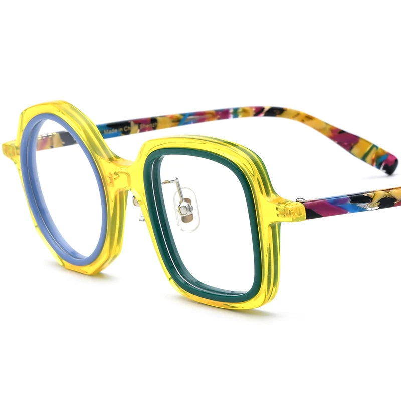 COMPUTER GLASSES / EXECUTIVE Acetate Glasses Frame Men Left Square Right Round Women Brand Design Optical Spectacle Optical