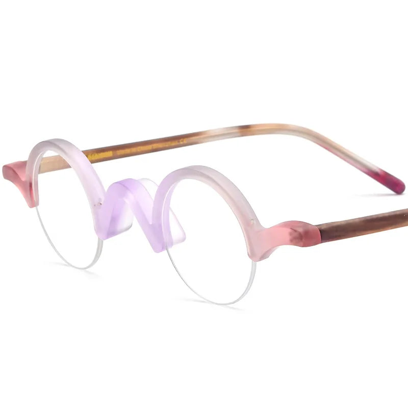 COMPUTER GLASSES / EXECUTIVE New Multi Color Round Frosted Acetate Eyewear Frame Men and Women Universal Exquisite Half-Rim Acetate Optical Frames