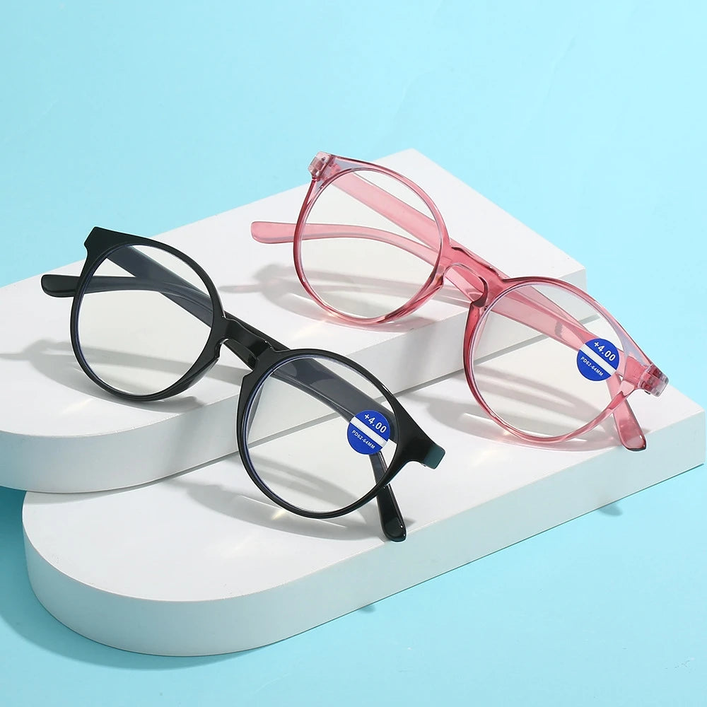 Reading Glasses Round Frame Presbyopia Corrective Eyeglasses Flexible