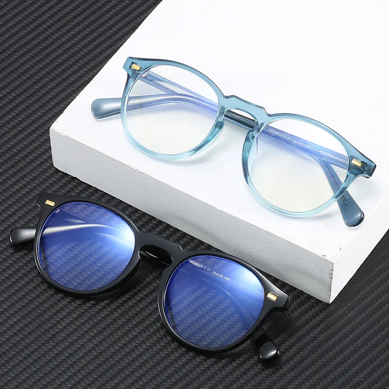 ANTI BLUE LIGHT Round Oval Eyeglasses Frame with Lenses