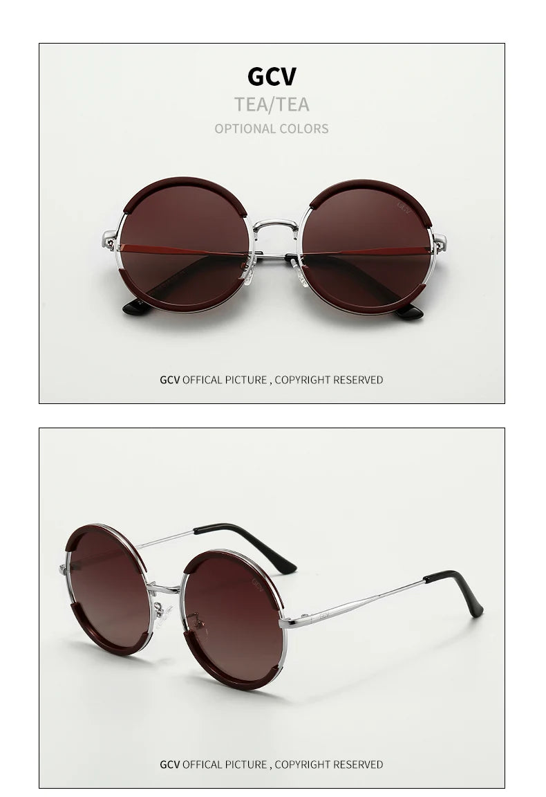 2021 GCV Hot Sale Classic Men / Women Sunglasses Round Frame Glasses Fashion Punk Style New Metal Polarized