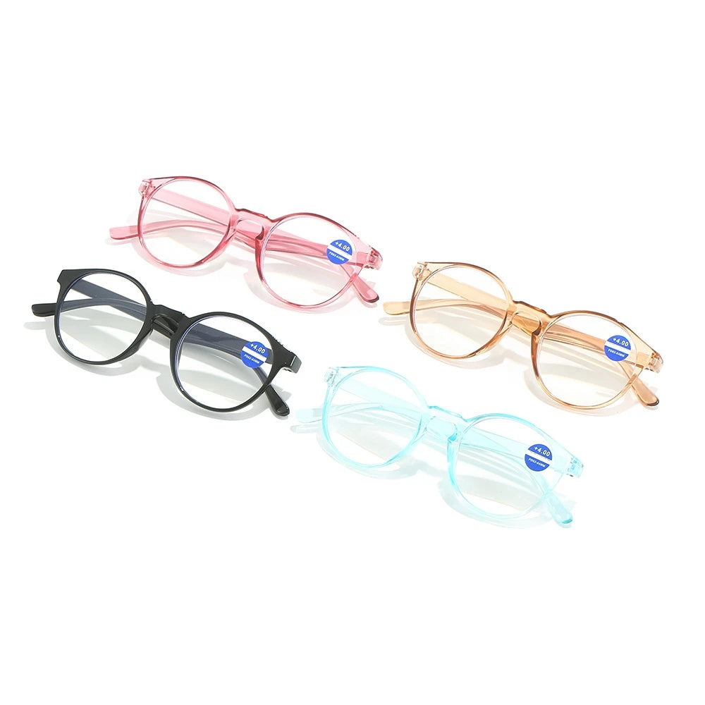 Reading Glasses Round Frame Presbyopia Corrective Eyeglasses Flexible