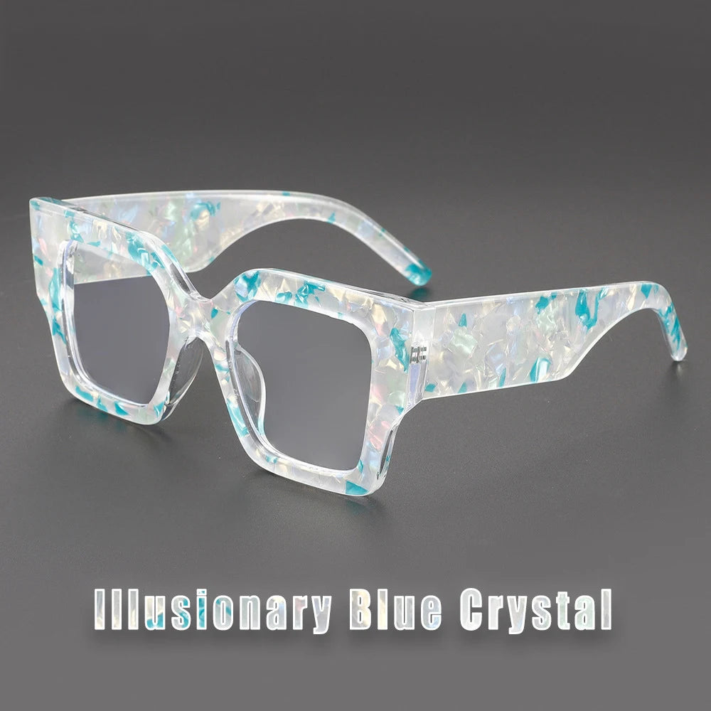 COMPUTER GLASSES / EXECUTIVE Textured Tea Retro Thick Temples Square Big Frame Men Women Trending Styles Optical Fashion Computer Glasses