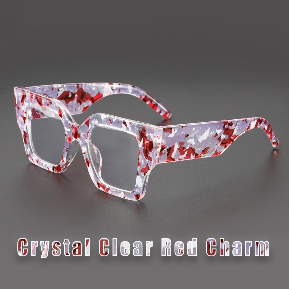 COMPUTER GLASSES / EXECUTIVE Textured Tea Retro Thick Temples Square Big Frame Men Women Trending Styles Optical Fashion Computer Glasses