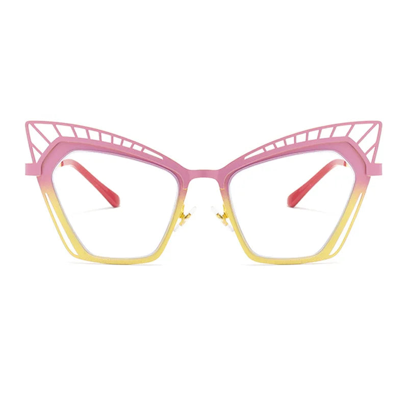 COMPUTER GLASSES / EXECUTIVE Personality Hollowed Cat Eye Anti-blue Glasses 2025 Fashion Metal Decorative Optical Spectacle Eyeglasses Ultra Light Glasses