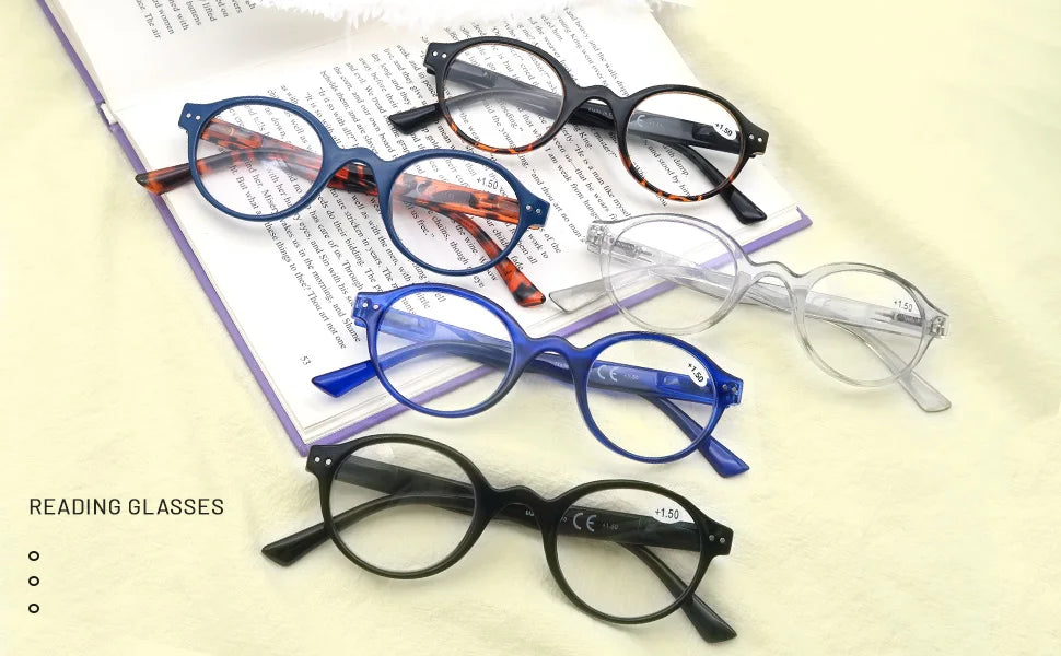 Reading Glasses for Men Women Classic Round Readers Eyeglasses High Qulity Spring Hinge Hyperopic Presbyopia +1.0 to +4.0