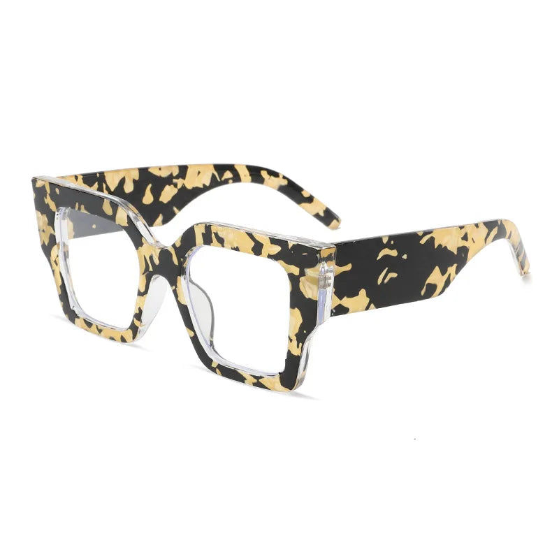 COMPUTER GLASSES / EXECUTIVE Textured Tea Retro Thick Temples Square Big Frame Men Women Trending Styles Optical Fashion Computer Glasses