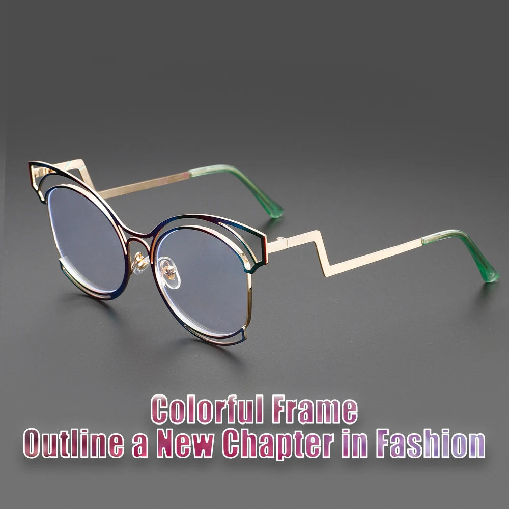 COMPUTER GLASSES / EXECUTIVE Fashion Cat Eye Metal Anti Blue Light Blocking Eyewear Eyeglasses Optical Frame Eye Glasses for Women