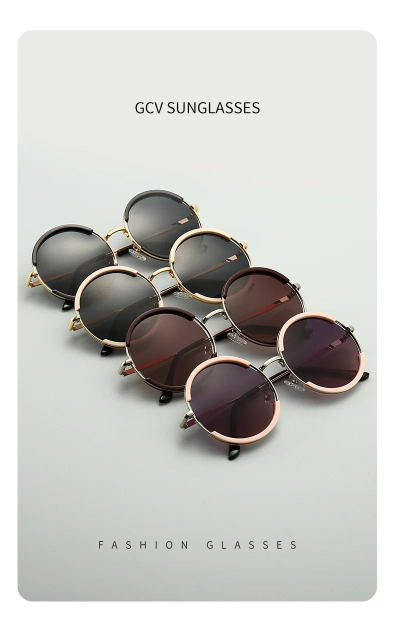 2021 GCV Hot Sale Classic Men / Women Sunglasses Round Frame Glasses Fashion Punk Style New Metal Polarized