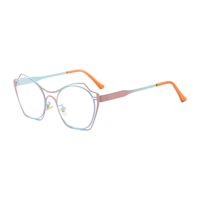 COMPUTER GLASSES / EXECUTIVE Trendy Cat Eye Women Reading Glasses New Design Metal Hollow Big Frame Presbyopia Eyewear Unique Double Color Frame Glasses