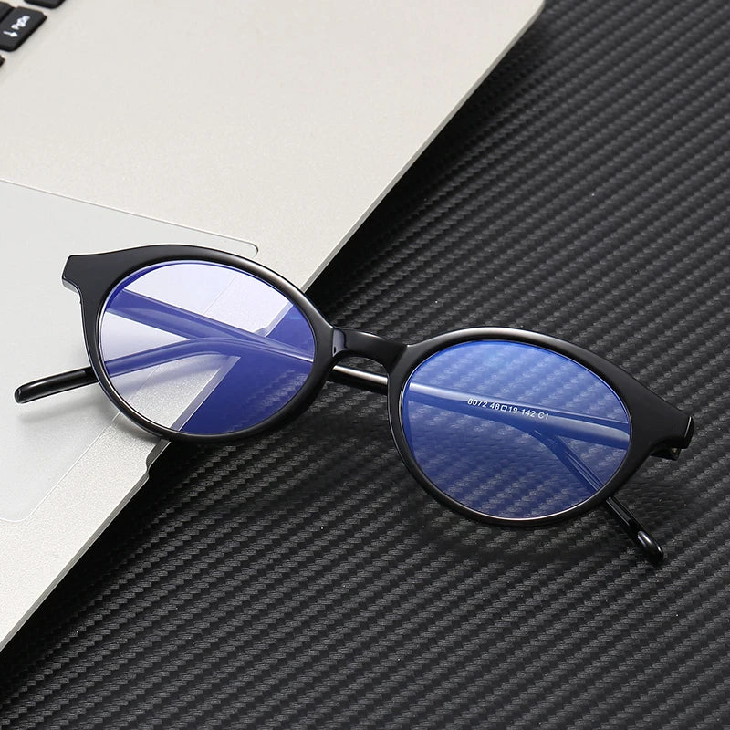 ANTI BLUE LIGHT Vintage Small Oval Tortoise Optical Frame with Lenses