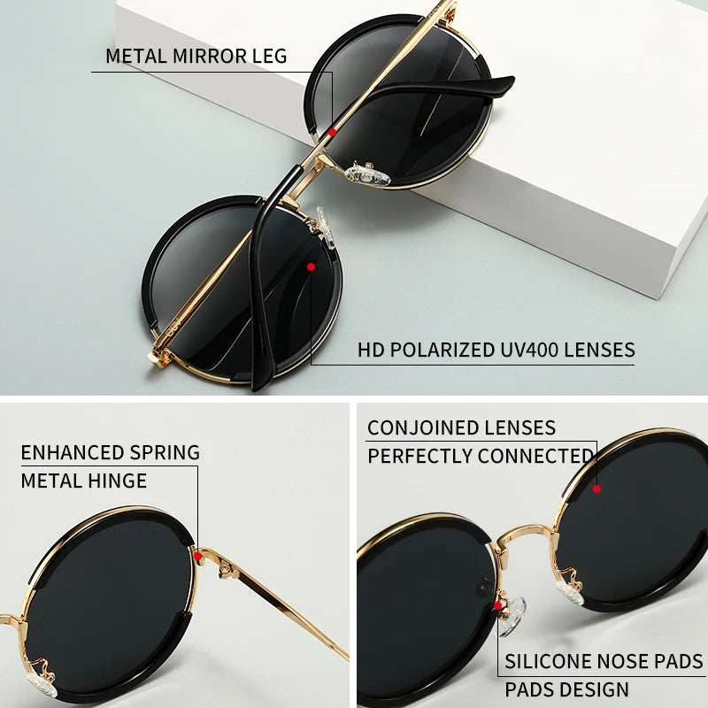 2021 GCV Hot Sale Classic Men / Women Sunglasses Round Frame Glasses Fashion Punk Style New Metal Polarized