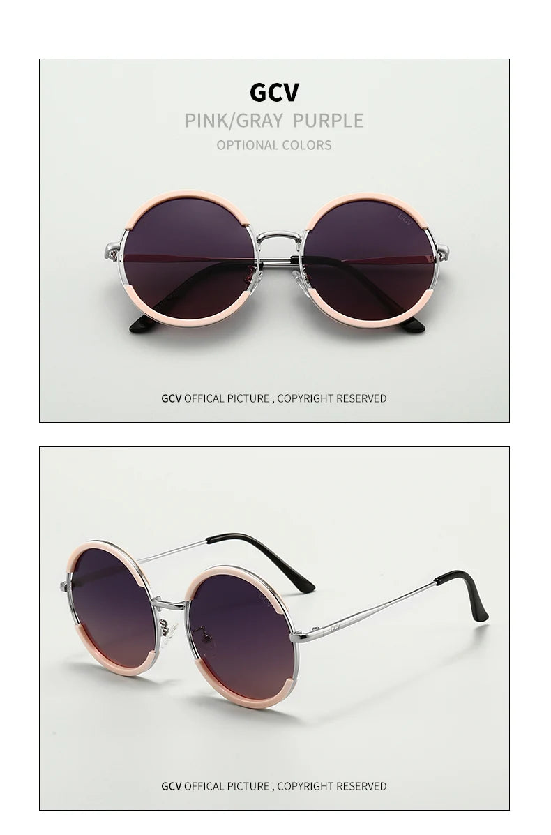 2021 GCV Hot Sale Classic Men / Women Sunglasses Round Frame Glasses Fashion Punk Style New Metal Polarized