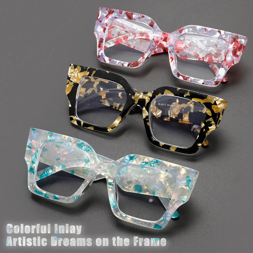 COMPUTER GLASSES / EXECUTIVE Textured Tea Retro Thick Temples Square Big Frame Men Women Trending Styles Optical Fashion Computer Glasses