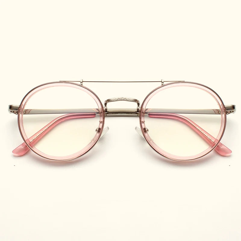 EYGLASSES FRAME EXECUTIVE Vintage Round Women Men Classic Optical Eyeglasses Clear Lens Retro Spectacles Pink Transparent Eyewear