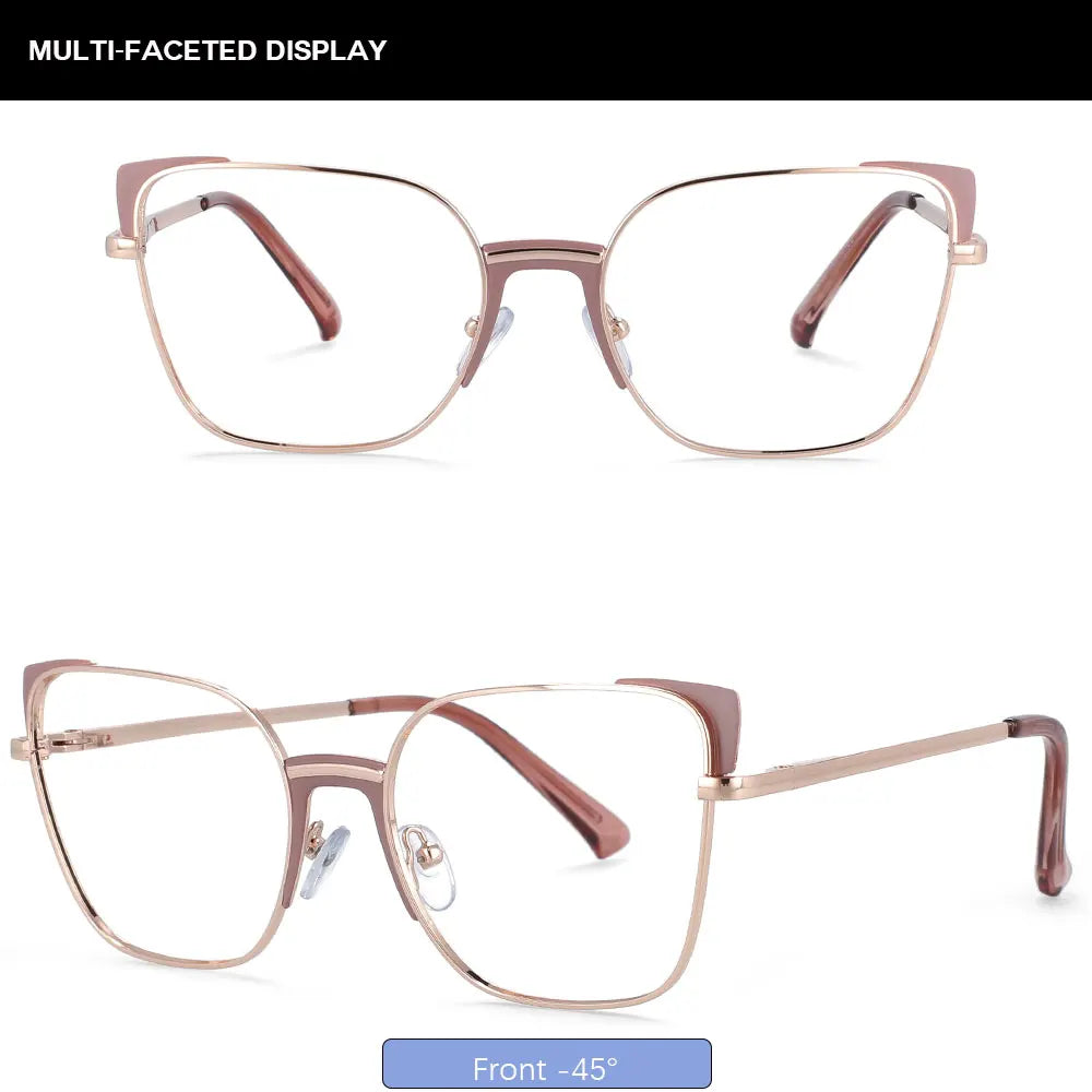 COMPUTER GLASSES / EXECUTIVE Cat Eye Rectangle Anti Blue Light Optical Metal Glasses Frames Women Fashion