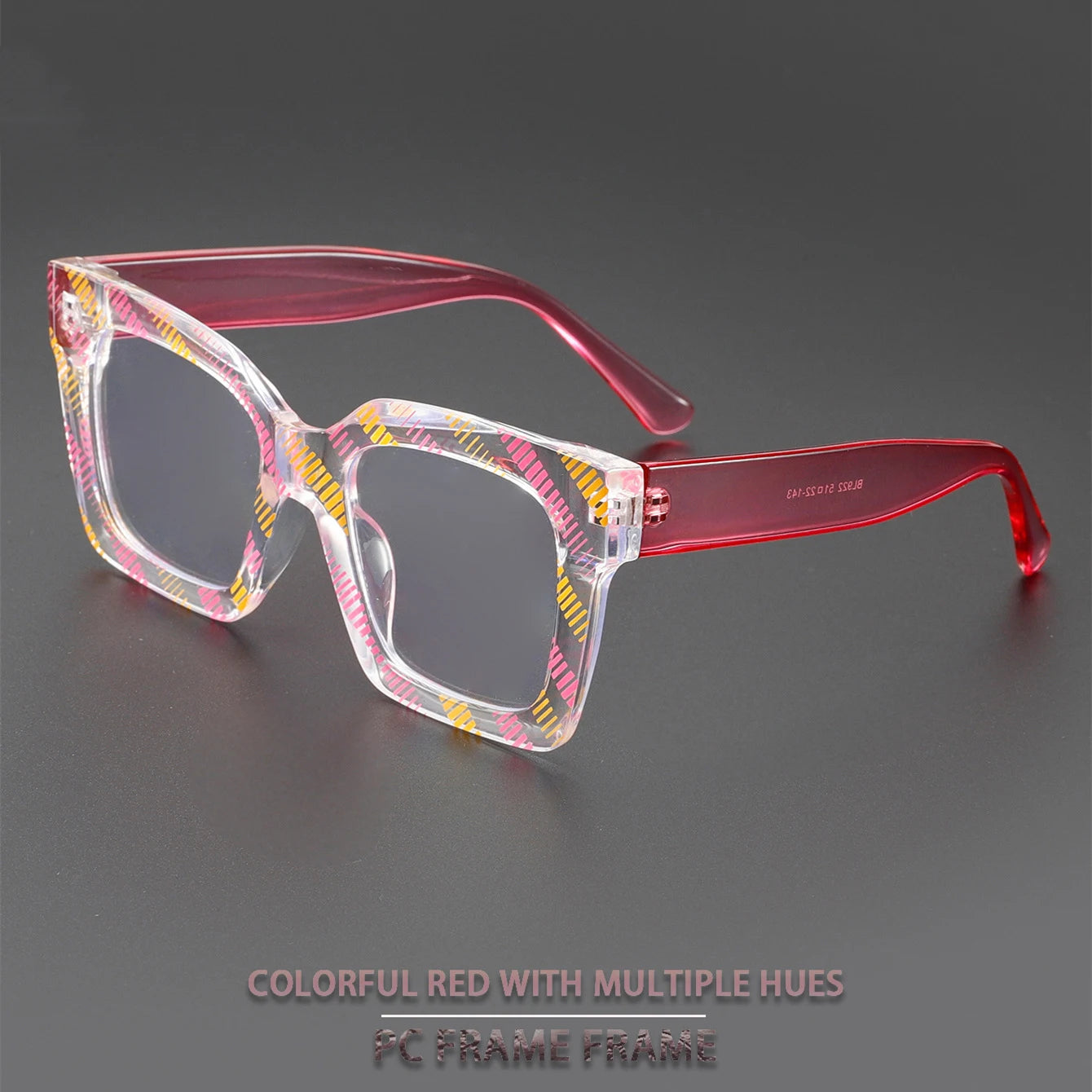 COMPUTER GLASSES / EXECUTIVE Transparent Colorful Floral Pattern Anti Blue Light Eyewear Large Frame Square Glasses Frame Prescription Myopia Ocular