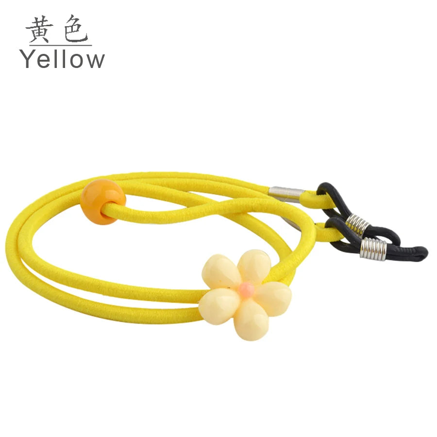 10 pcs Elastic Kids Nylon Sun Glasses cord Anti Slip child Eyeglasses Strap Neck Cord Colorful with flower adjustable button