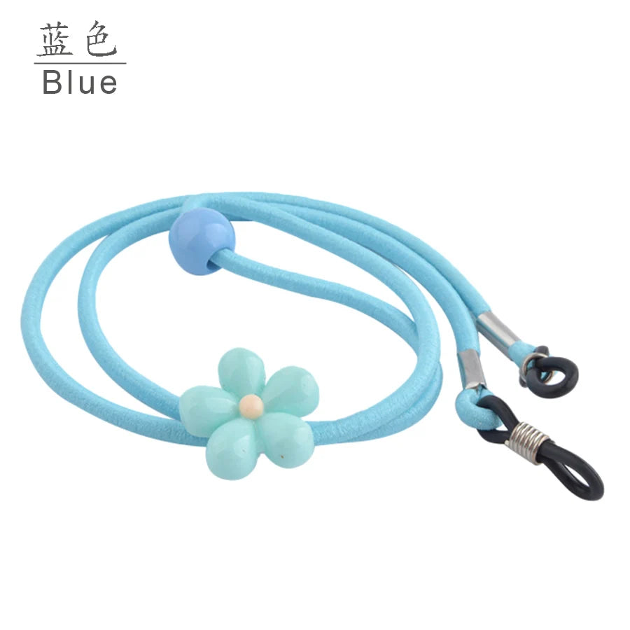 10 pcs Elastic Kids Nylon Sun Glasses cord Anti Slip child Eyeglasses Strap Neck Cord Colorful with flower adjustable button
