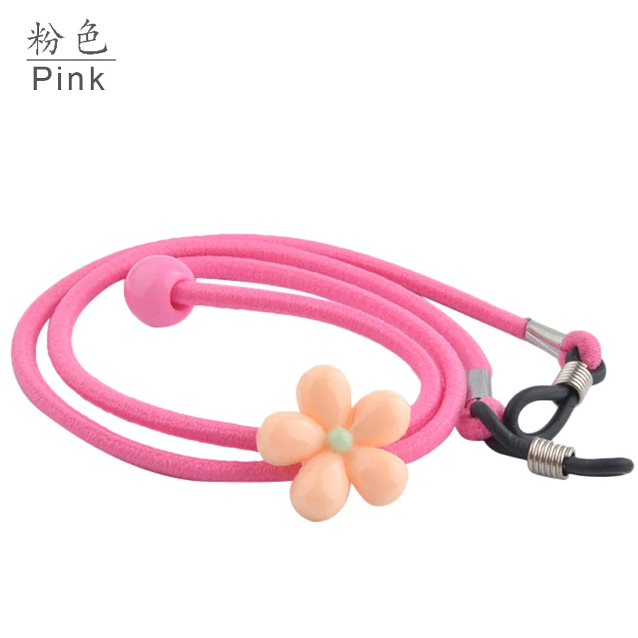 10 pcs Elastic Kids Nylon Sun Glasses cord Anti Slip child Eyeglasses Strap Neck Cord Colorful with flower adjustable button