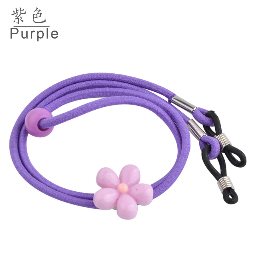 10 pcs Elastic Kids Nylon Sun Glasses cord Anti Slip child Eyeglasses Strap Neck Cord Colorful with flower adjustable button