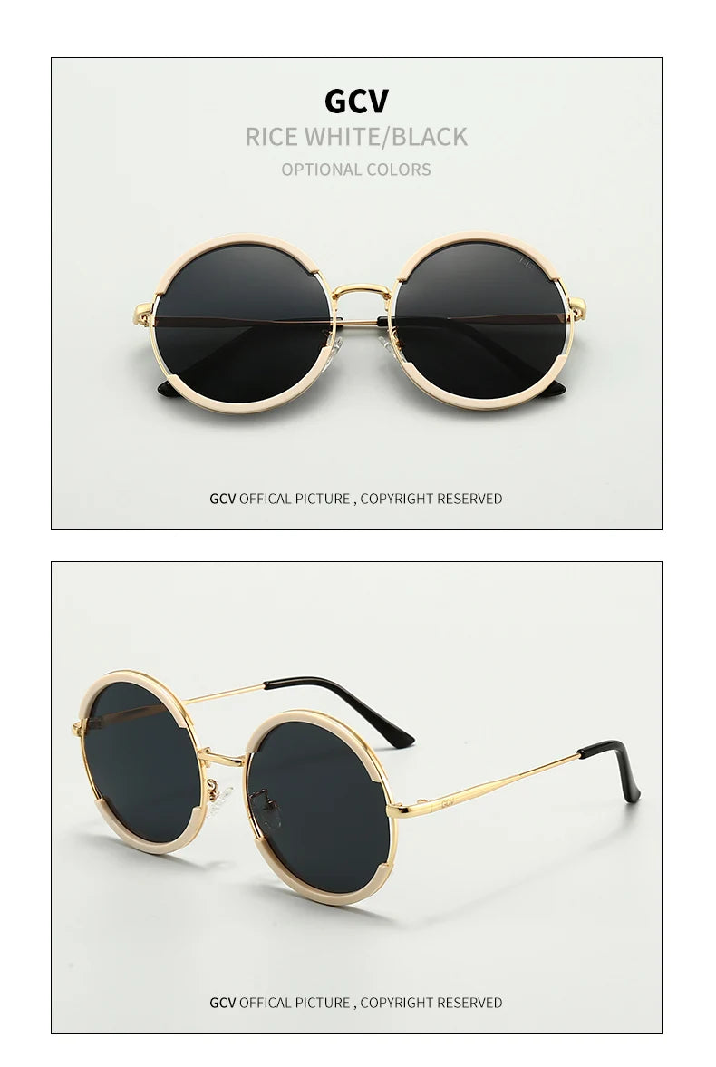 2021 GCV Hot Sale Classic Men / Women Sunglasses Round Frame Glasses Fashion Punk Style New Metal Polarized