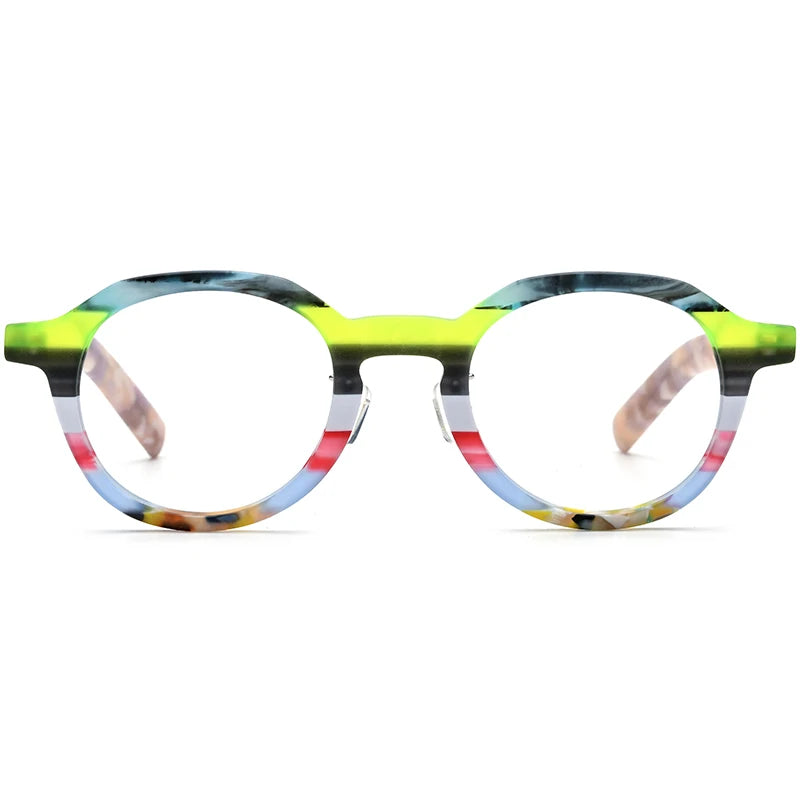 COMPUTER GLASSES / EXECUTIVE Multicolor Matte Acetate Women Fashion Round Eyeglasses Optical Spectacle Retro Men Eyewear