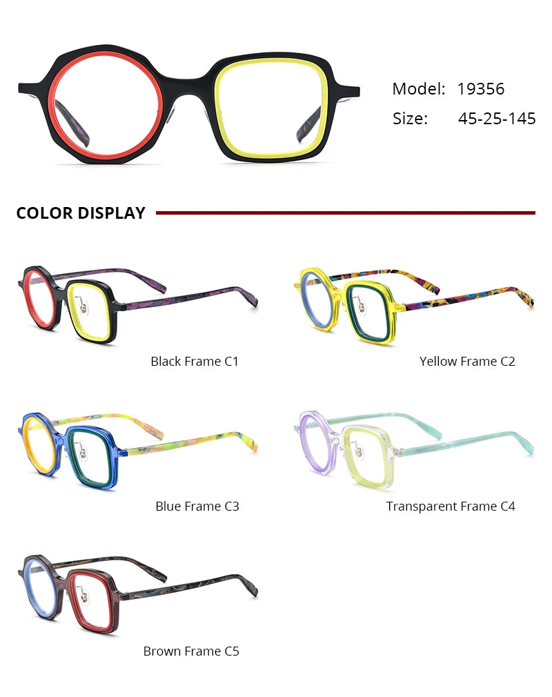 COMPUTER GLASSES / EXECUTIVE Acetate Glasses Frame Men Left Square Right Round Women Brand Design Optical Spectacle Optical