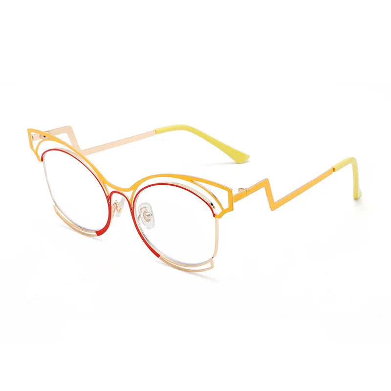 COMPUTER GLASSES / EXECUTIVE Fashion Cat Eye Metal Anti Blue Light Blocking Eyewear Eyeglasses Optical Frame Eye Glasses for Women