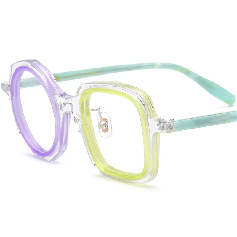 COMPUTER GLASSES / EXECUTIVE Acetate Glasses Frame Men Left Square Right Round Women Brand Design Optical Spectacle Optical