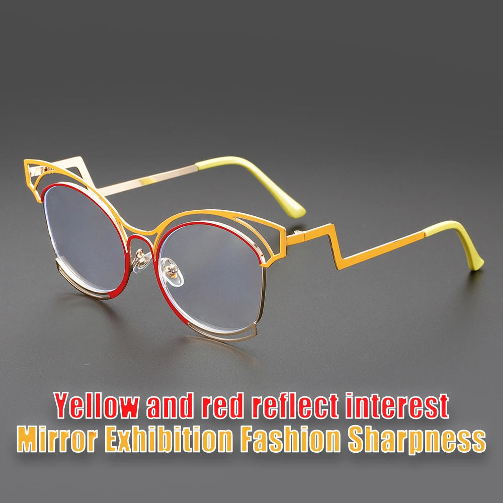 COMPUTER GLASSES / EXECUTIVE Fashion Cat Eye Metal Anti Blue Light Blocking Eyewear Eyeglasses Optical Frame Eye Glasses for Women