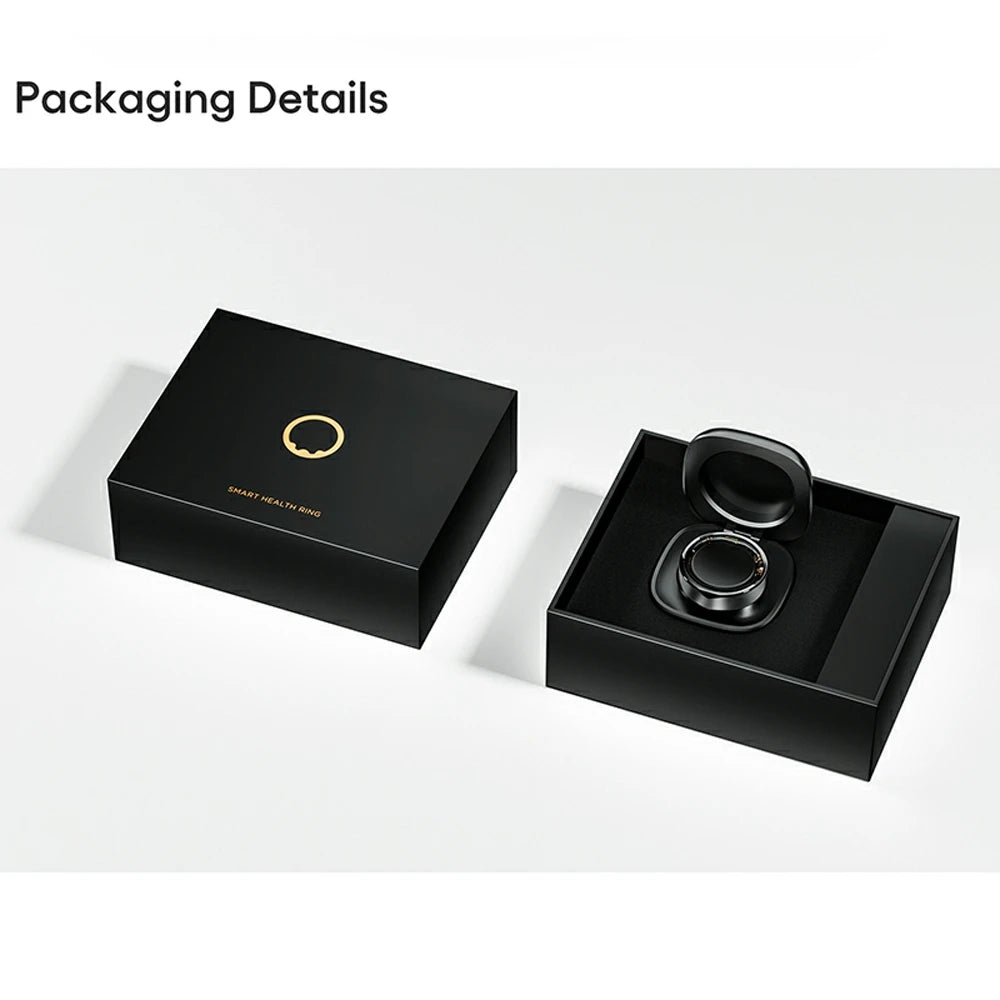Luxury Silver Waterproof Heart Rate Smart ring Blood Health Risk Assessment Smart Ring for Men Women