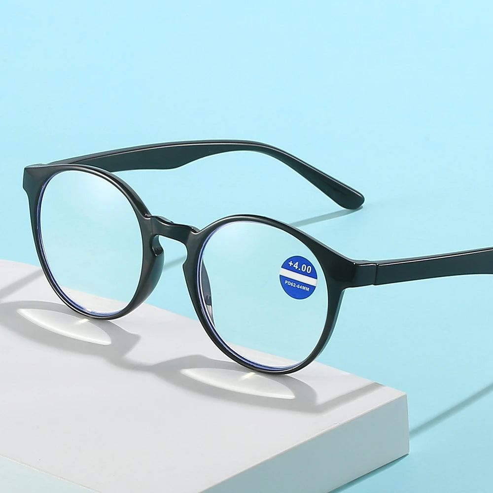 Reading Glasses Round Frame Presbyopia Corrective Eyeglasses Flexible