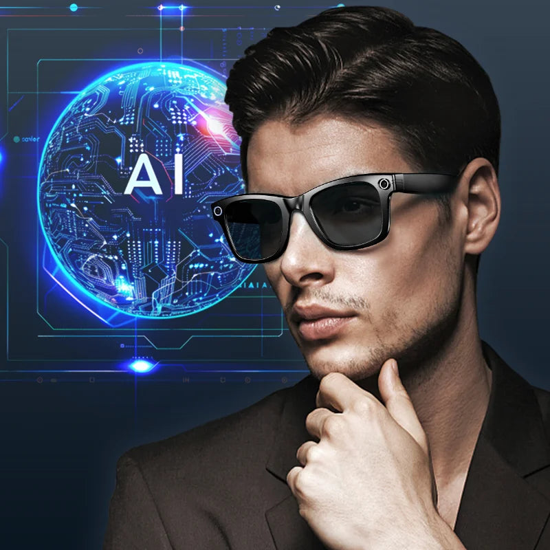 Ai Smart Glasses Unisex 8Mp Hd Camera Photo Video Intelligent Translation Camera Streaming Translationn Blue Tooth Calling Blue Light Ai Smart Glasses