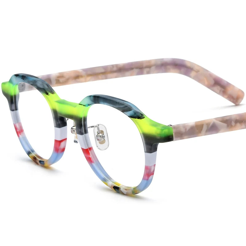 COMPUTER GLASSES / EXECUTIVE Multicolor Matte Acetate Women Fashion Round Eyeglasses Optical Spectacle Retro Men Eyewear