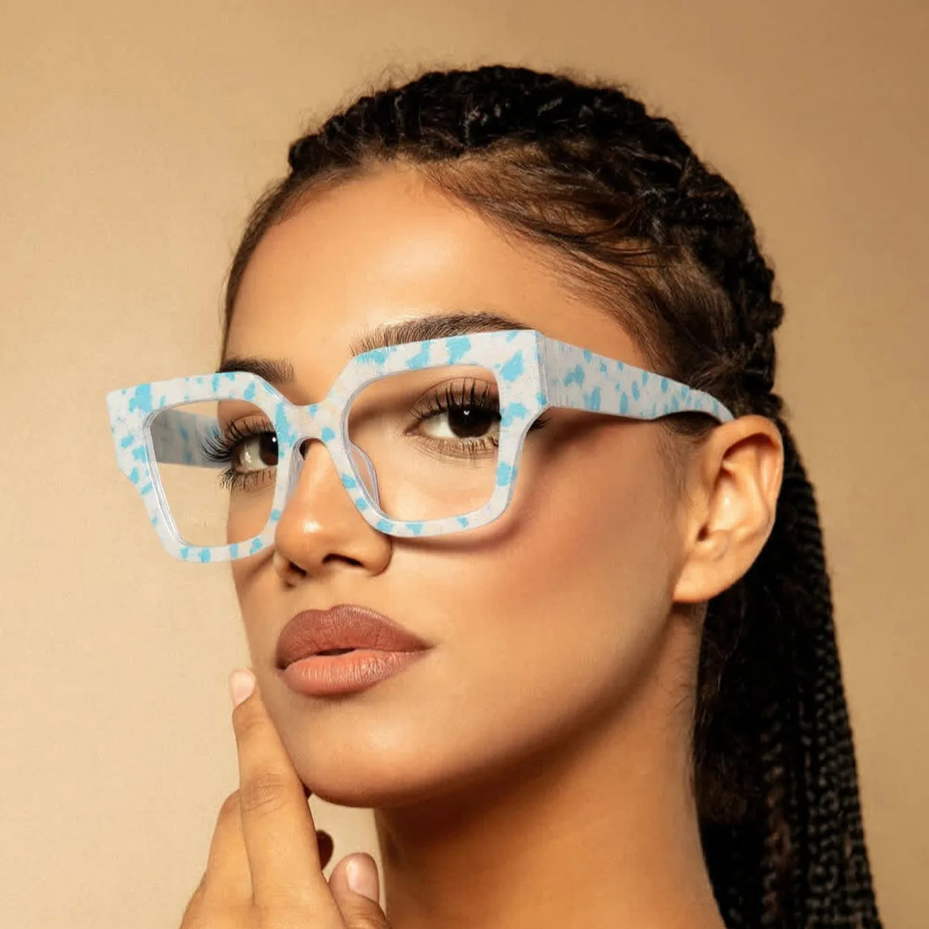 COMPUTER GLASSES / EXECUTIVE Textured Tea Retro Thick Temples Square Big Frame Men Women Trending Styles Optical Fashion Computer Glasses