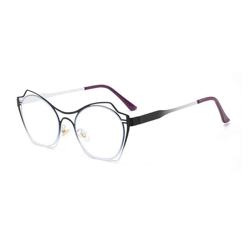 COMPUTER GLASSES / EXECUTIVE Trendy Cat Eye Women Reading Glasses New Design Metal Hollow Big Frame Presbyopia Eyewear Unique Double Color Frame Glasses