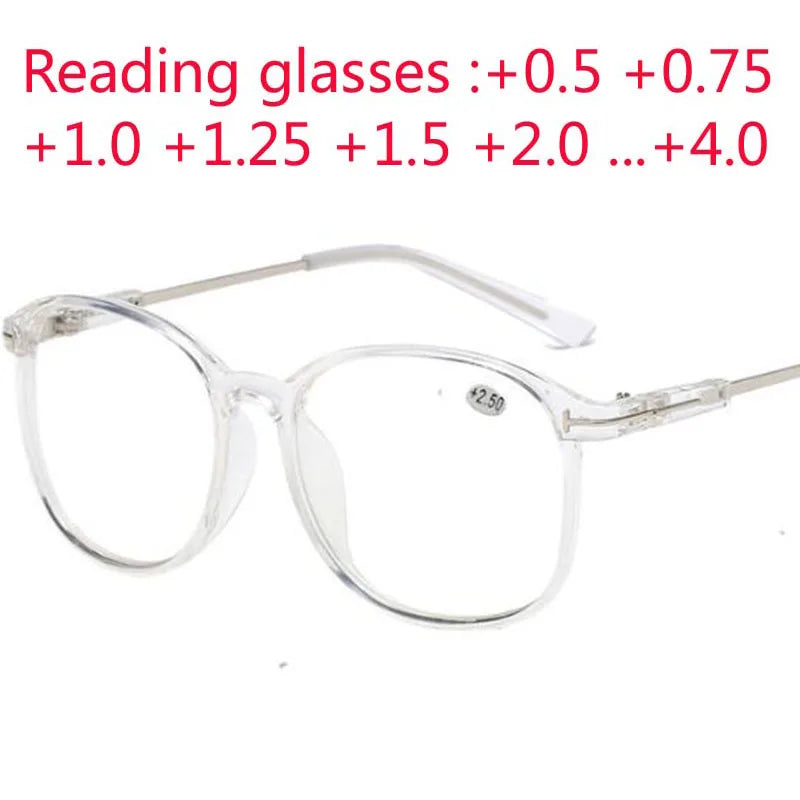 Reading Glasses Oversize Big Frame Presbyopic Eyewear Male Female Hyperopia Glasses with strength +0.5 +0.75 +1.0 +1.25 To +4.0