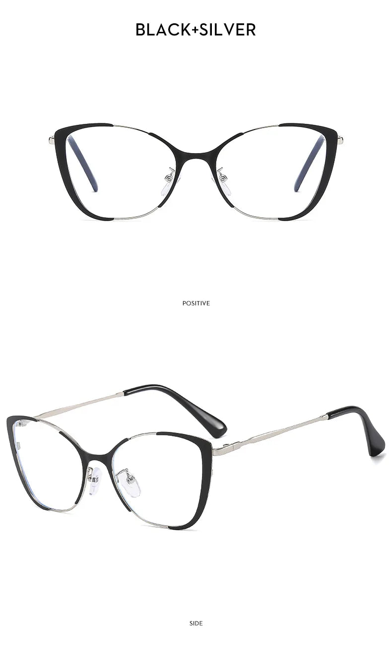 COMPUTER GLASSES / EXECUTIVE Trend New Fashion Metal Cat Eye Anti-Blue Light Luxury Women Glasses Brand Design Men Computer Reading Optical Spectacle Lentes