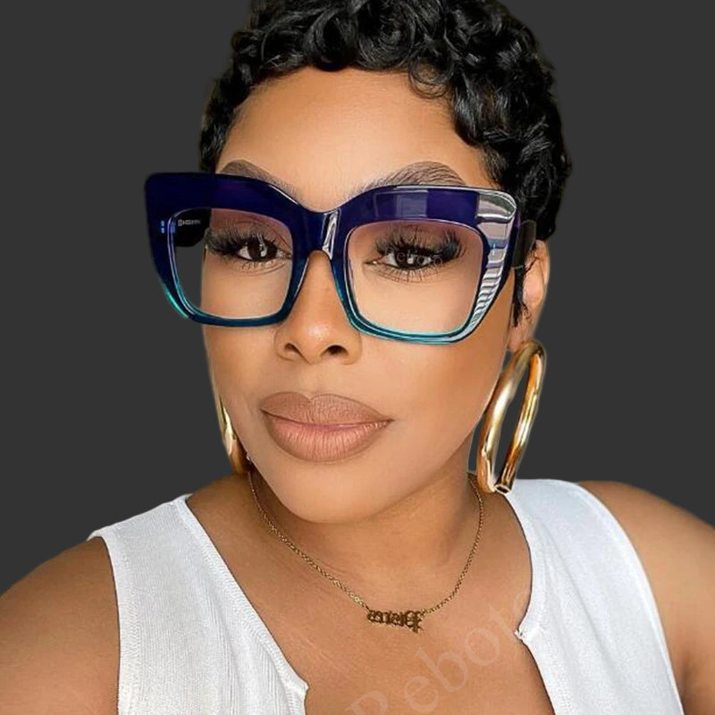 COMPUTER GLASSES / EXECUTIVE Oversize Women's Glasses Fashion Square Ladies Eyeglasses Blue Clear Lens Optical Female Eyewear Anti Blue Light